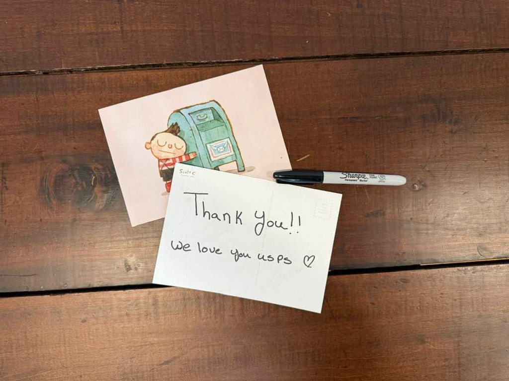 Hug Machine: We Love Our Post Office Postcard
