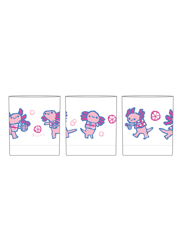 Axolotl rocks glass artwork