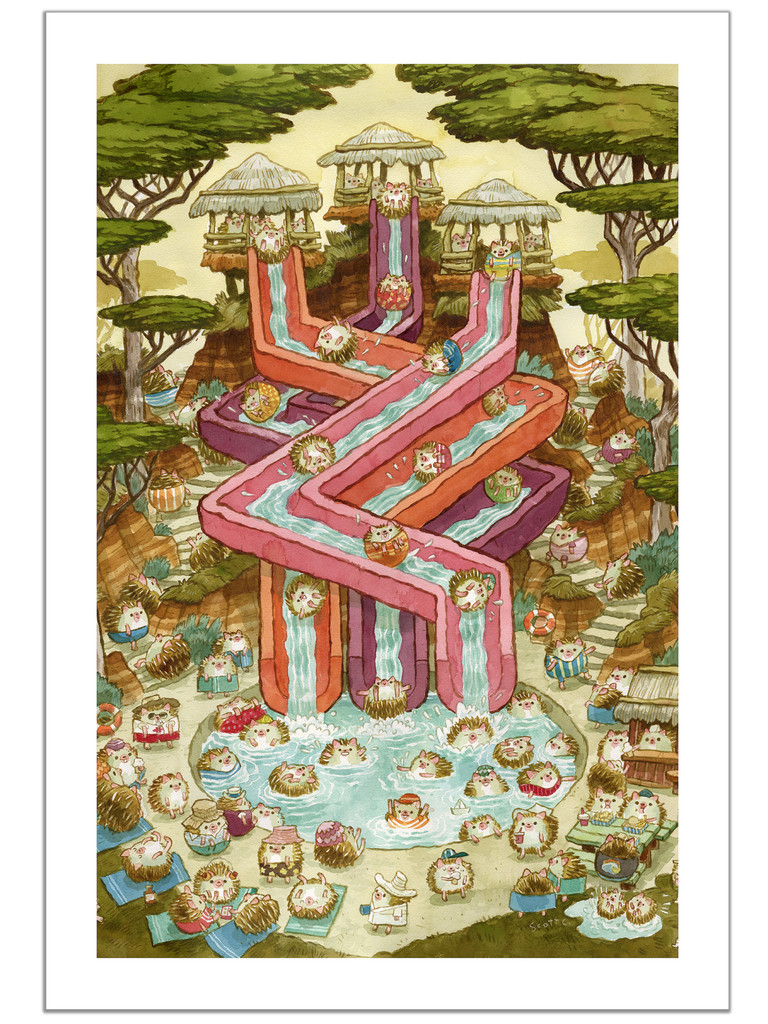 Hedgehog Water Park Print