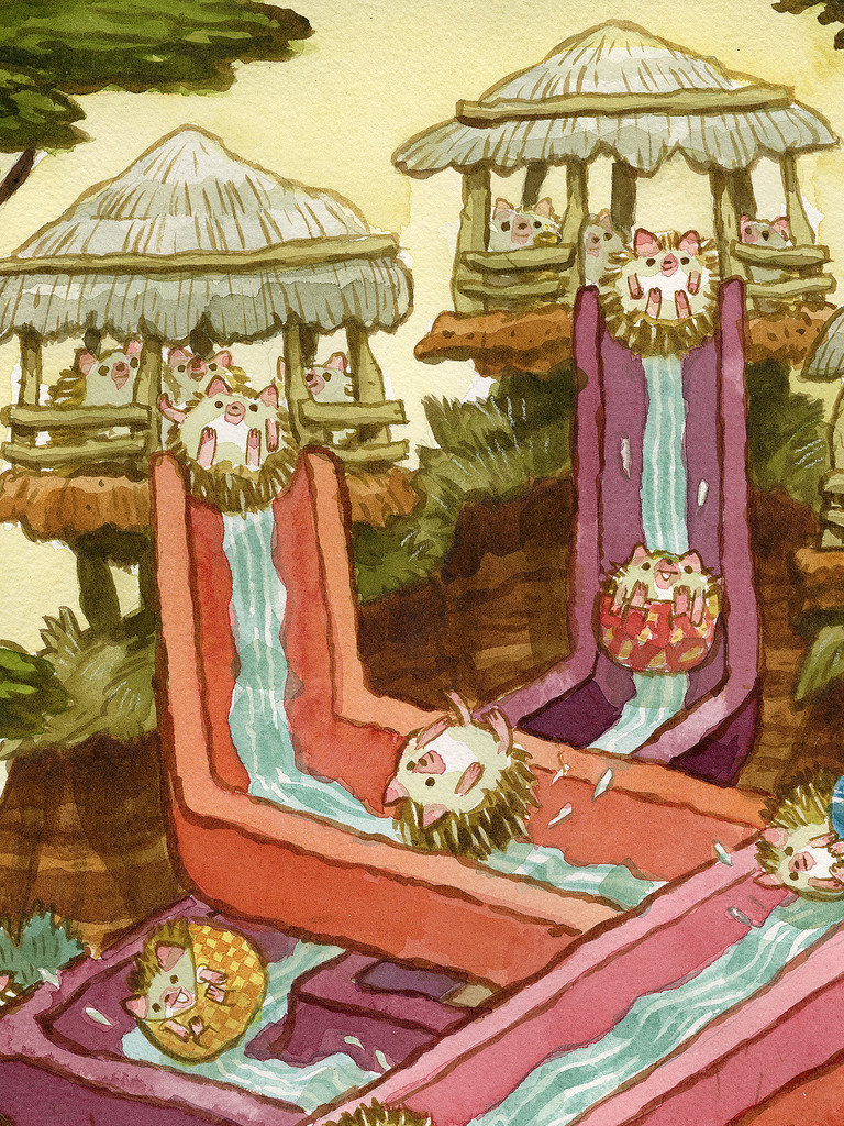 Hedgehog Water Park Print