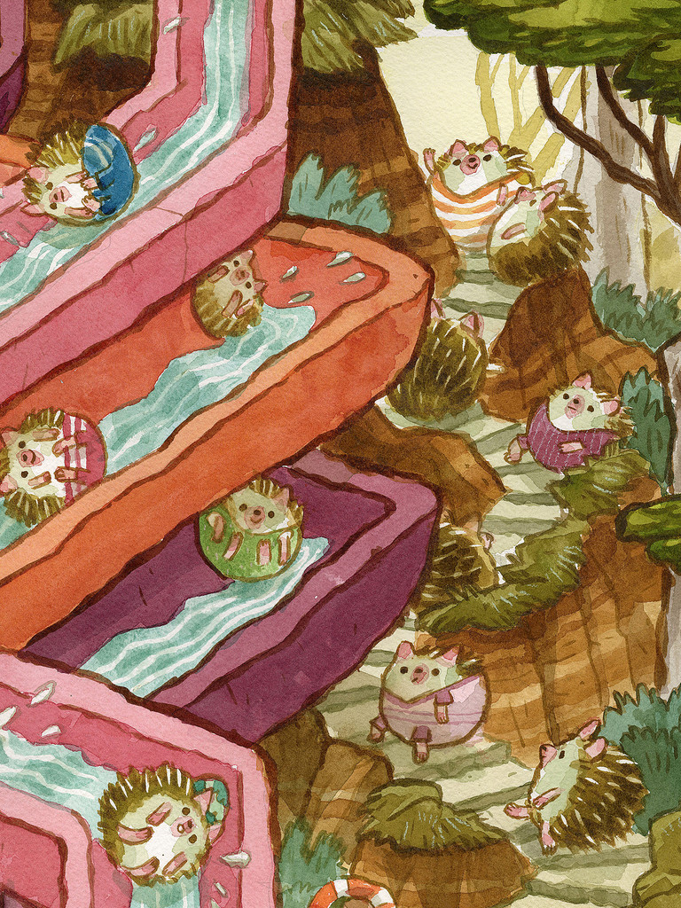 Hedgehog Water Park Print