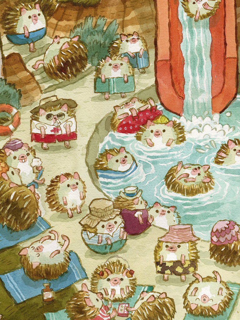 Hedgehog Water Park Print