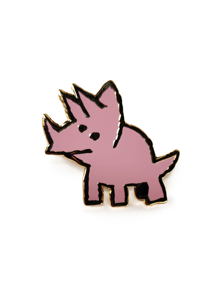 Triple Horner dino enamel pin