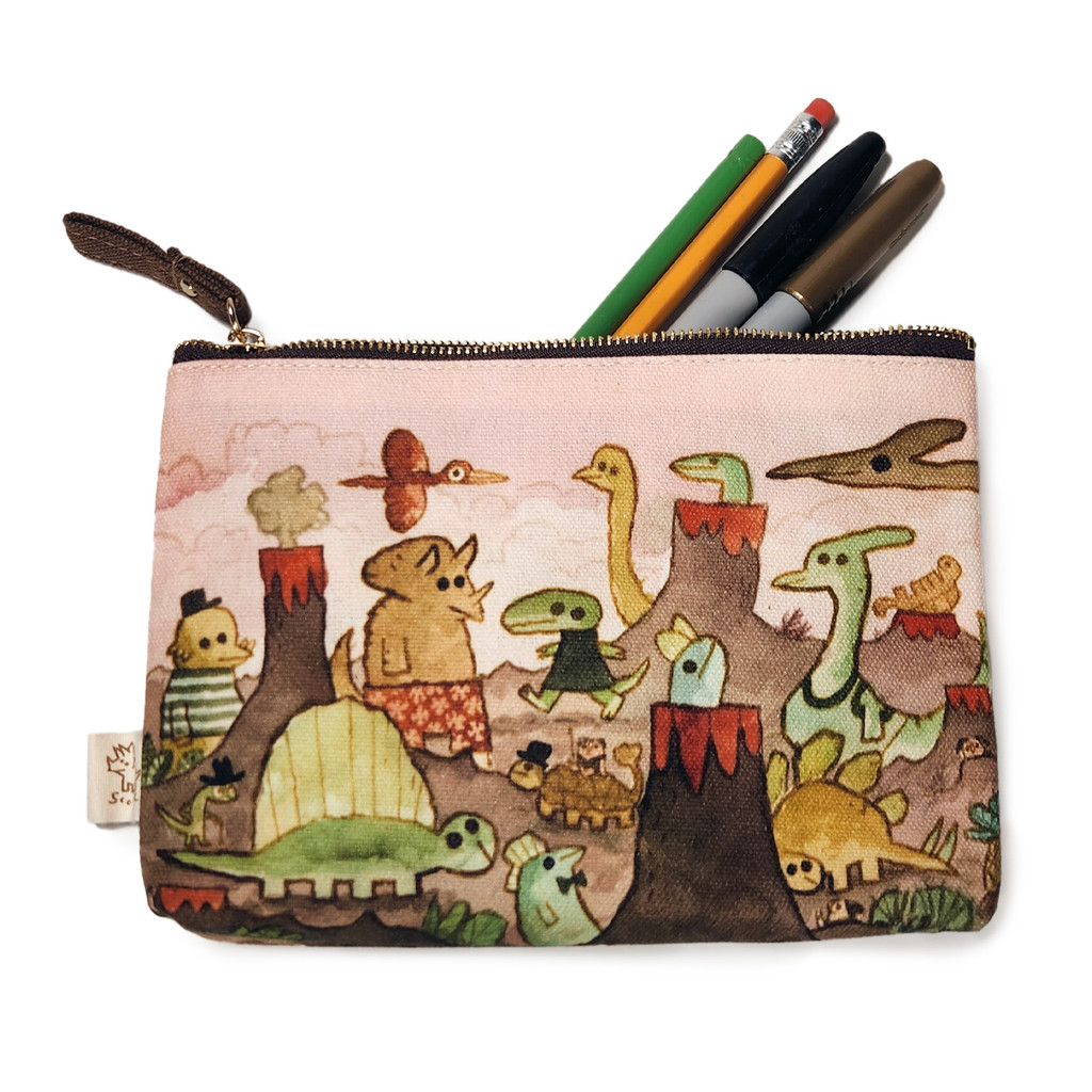 Scott C Dino Days pouch with pens and pencils