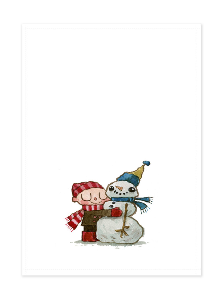 Snowman Hug  Tea Towel