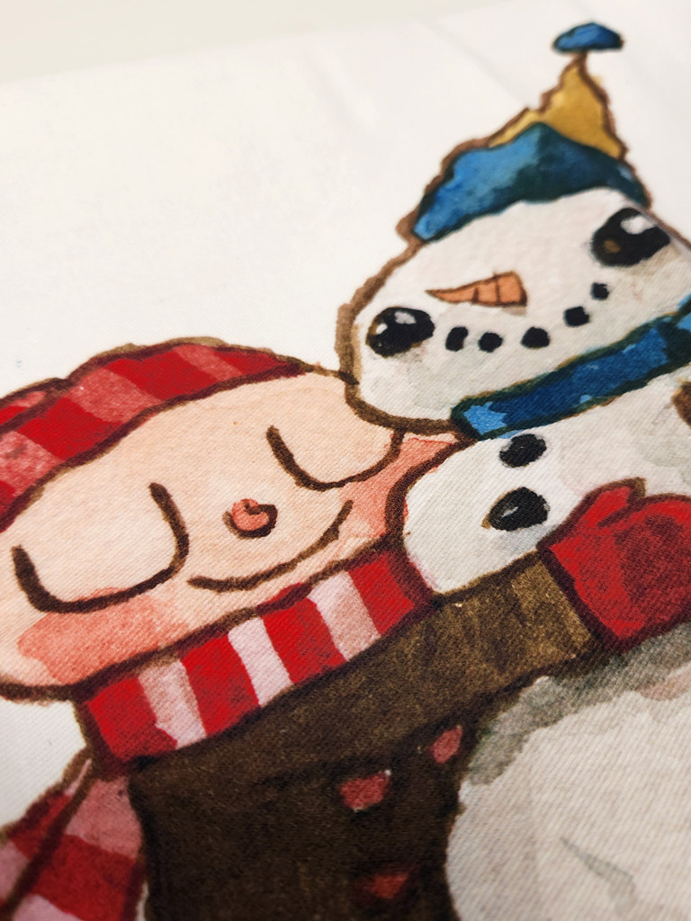 Snowman Hug  Tea Towel