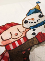 Snowman Hug  Tea Towel