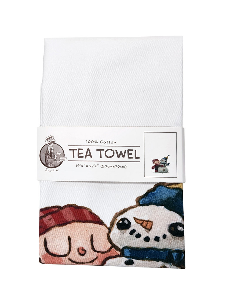 Snowman Hug  Tea Towel