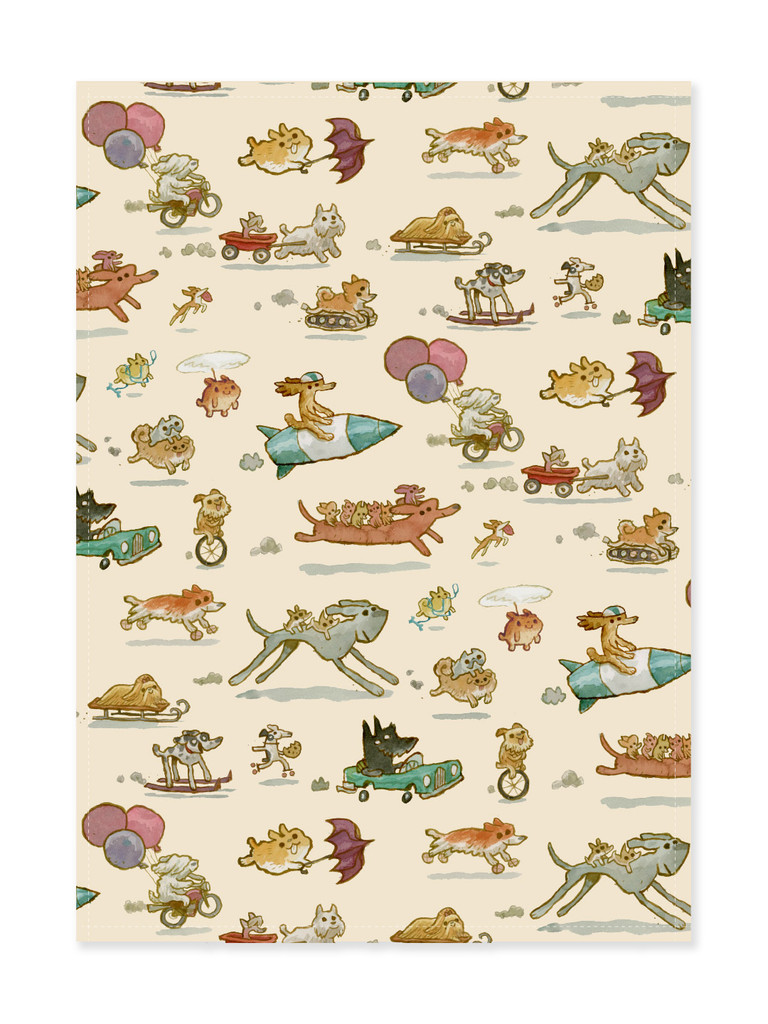 Dogs On The Go Tea Towel