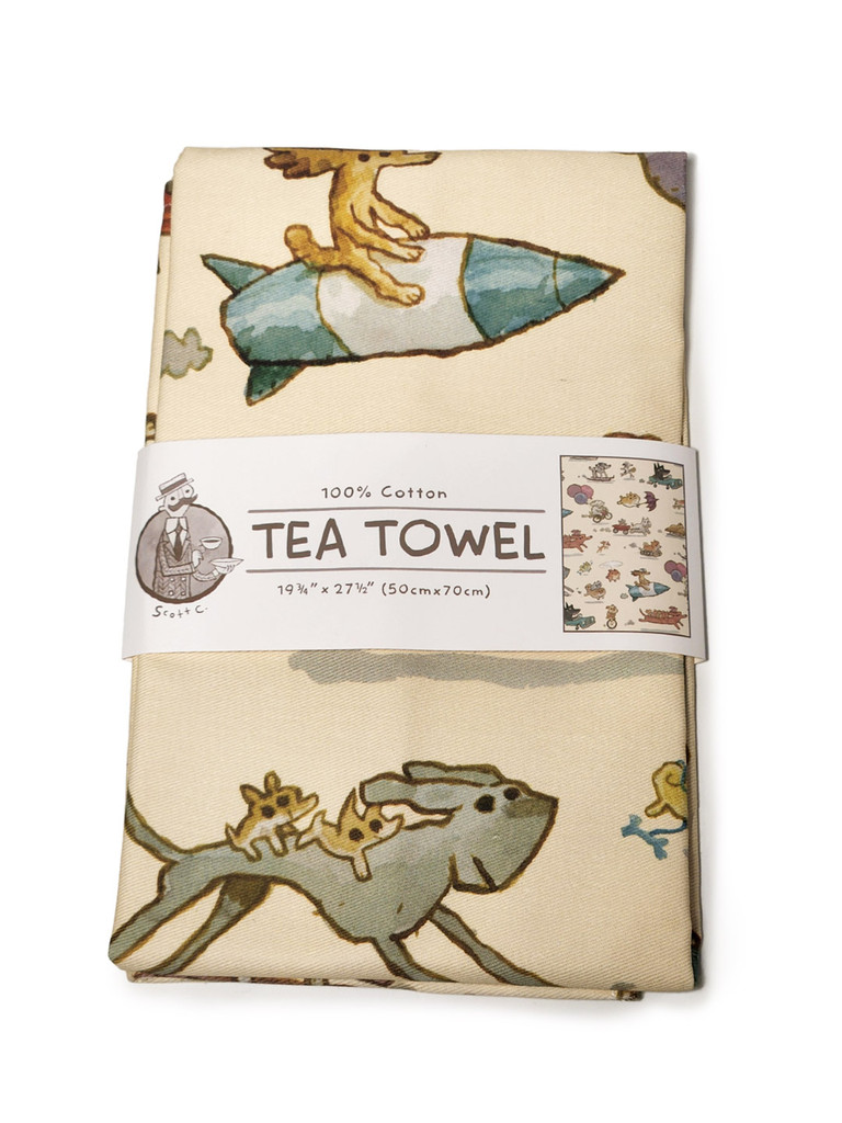 Dogs On The Go Tea Towel