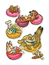 Tubing Dogs Sticker Sheet